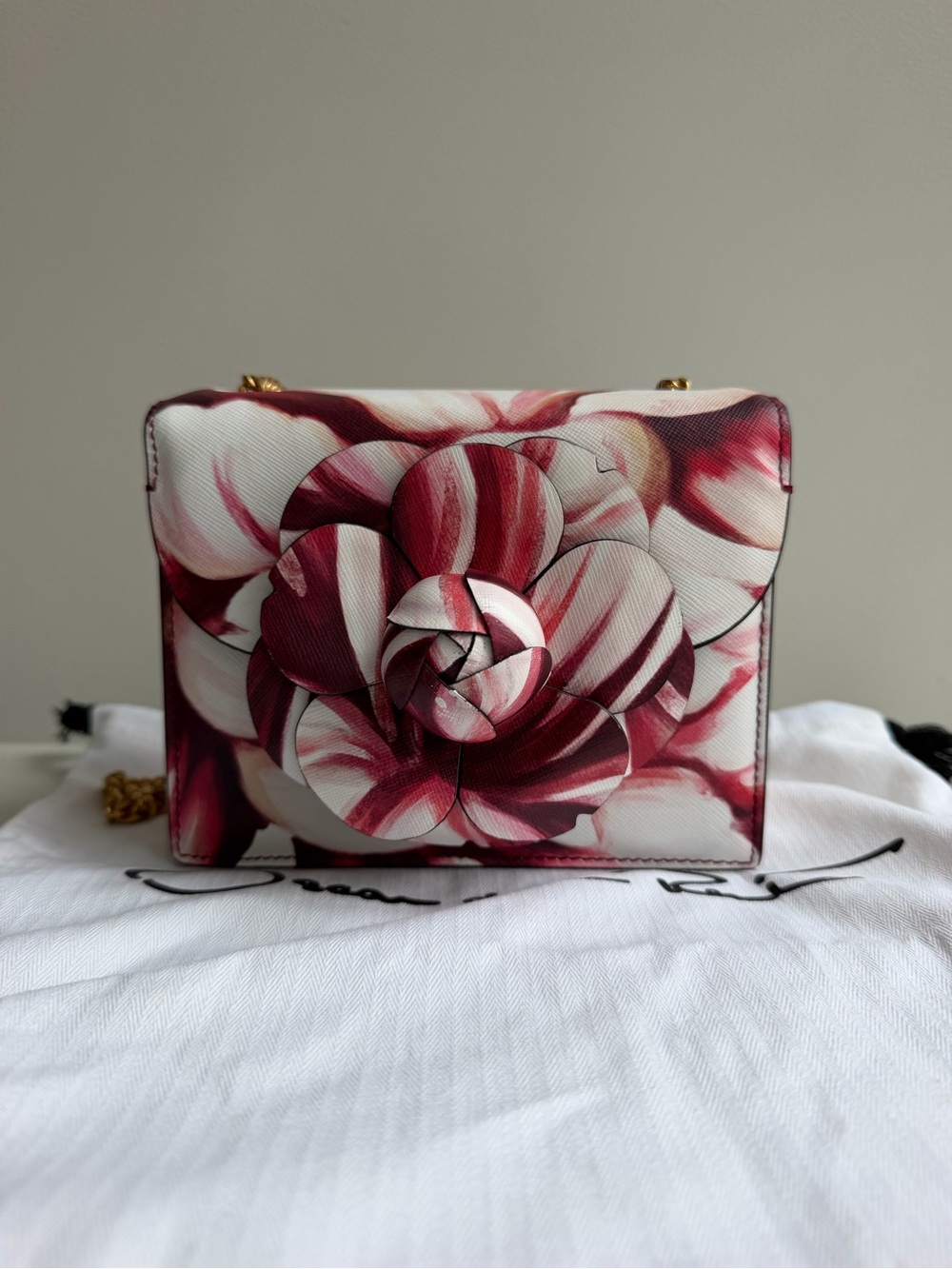 Oscar De La Renta Peony Printed Mini Tro Bag